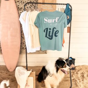 SOLD OUT / T-shirt coton bio "Surf throught Life" aqua